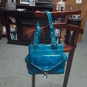 EUC -FRANCESCO BIASIA-DARK TURQUOISE LEATHER SATCHEL/SHOULDER BAG